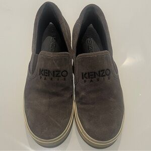 Pewter Kenzo suede slip on platform shoes - 40